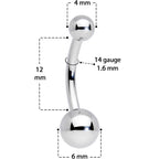 14G 3/8 Grade 23 Small Ball Titanium Belly Ring Curved Barbell
