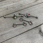 14G Bird Pink Flower Industrial Barbell 38mm