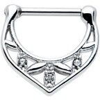 16G 5/16 Clear Gem Classic Geometric Cartilage Clicker