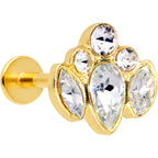 16G 5/16 Clear Gem Gold Tone Cluster Labret Monroe Tragus