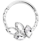 16G 3/8 Clear Gem Oval Quartet Twisted Cartilage Clicker