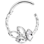16G 3/8 Clear Gem Oval Quartet Twisted Cartilage Clicker