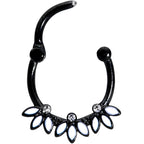 16G 3/8 Clear Gem Black White Leaves Cartilage Clicker