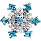 16G 1/4 Aqua Gem Snowflake Christmas Cartilage Tragus Earring