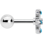 16G 1/4 Aqua Gem Snowflake Christmas Cartilage Tragus Earring
