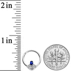 16G 3/8 Blue Clear Gem Art Deco Fan Hinged Segment Ring