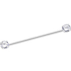 14G Clear CZ Gem Threadless Industrial Barbell 38mm