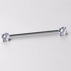 14G Clear CZ Gem Threadless Industrial Barbell 38mm