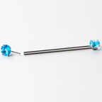 14G Aqua CZ Gem Threadless Industrial Barbell 38mm