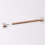 14G Clear CZ Gem Rose Gold Tone Threadless Industrial Barbell 38mm