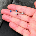 14G 1/2 Aurora CZ Gem Threadless Barbell Nipple Ring Set