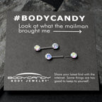14G 1/2 Aurora CZ Gem Threadless Barbell Nipple Ring Set