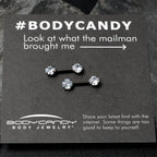 14G 1/2 Clear CZ Gem Black Threadless Barbell Nipple Ring Set
