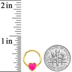 16G 3/8 Gold Tone Pink Heart Hinged Segment Ring