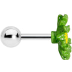16G 1/4 Green Daisy Flower Cartilage Tragus Earring