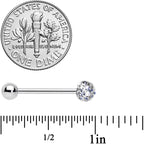 Clear Gem Disco Ball Internally Threaded Barbell Tongue Ring