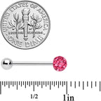 Pink Gem Disco Ball Internally Threaded Barbell Tongue Ring