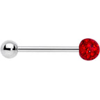 Red Gem Disco Ball Internally Threaded Barbell Tongue Ring