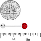 Red Gem Disco Ball Internally Threaded Barbell Tongue Ring