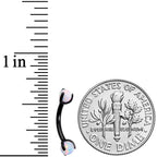 16G 5/16 White Synthetic Opal Black Internal Thread Eyebrow Ring