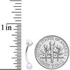 16G 5/16 White Synthetic Opal Internally Threaded Eyebrow Ring