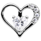 16G 1/4 Clear CZ Gem Airy Heart Internally Threaded Labret