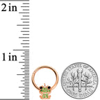 16G 3/8 Green Gem Rose Gold Tone Royal Frog Hinged Segment Ring