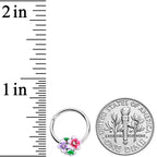 16G 3/8 Clear Gem Fanciful Flowers Hinged Segment Ring
