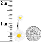 White Double Flower Double Mount Belly Ring