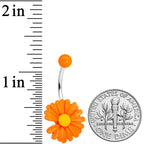 Orange Daisy Flower Belly Ring