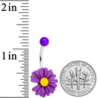 Purple Daisy Flower Belly Ring