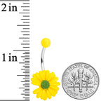 Yellow Daisy Flower Belly Ring