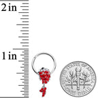 16G 3/8 Red Gem Sweet Fish Dangle BCR Captive Bead Ring