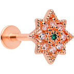 16G 5/16 Green Gem Rose Gold Tone Evening Star Labret Tragus