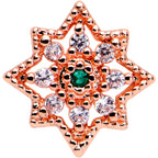 16G 5/16 Green Gem Rose Gold Tone Evening Star Labret Tragus