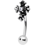 16G 5/16 Clear Gem Renaissance Cross Curved Eyebrow Ring