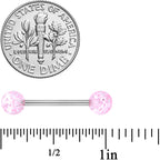 Grade 23 Titanium Pink Glitter Ball Barbell Tongue Ring