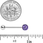 Purple Gem Disco Ball Barbell Tongue Ring