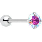 Aurora CZ Gem Round Top Barbell Tongue Ring
