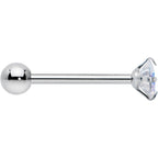 Aurora CZ Gem Round Top Barbell Tongue Ring