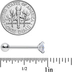 Aurora CZ Gem Round Top Barbell Tongue Ring