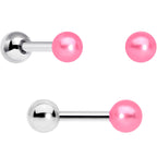 16G 1/4 Pink Aurora Gem Flower Cartilage Tragus Earring Set of 3