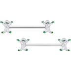 14G 5/8 Green Mummy Halloween Barbell Nipple Ring Set