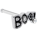 20G 1/4 Clear Gem Black Boo Halloween Nose Bone
