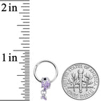 16G 3/8 Purple Gem Sweet Fish Dangle Hinged Segment Ring