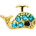 20G 5/16 Aqua Gem Gold Tone Water Whale Nose Bone