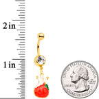 Clear Gem Gold Tone Haunted Pumpkin Halloween Dangle Belly Ring