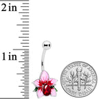 Red Gem Exotic Flower Belly Ring