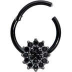 16G 3/8 Black Gem Black Oval Hinged Segment Ring
