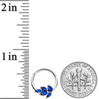 16G 3/8 Blue Gem Raindrop Hinged Segment Ring